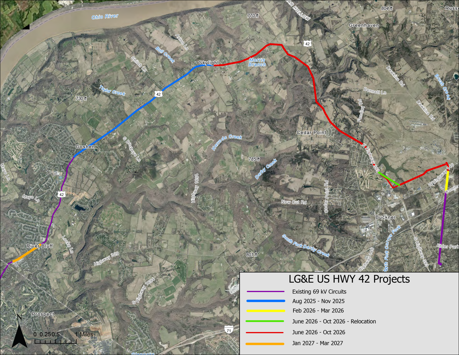aerial map of US 42 project
