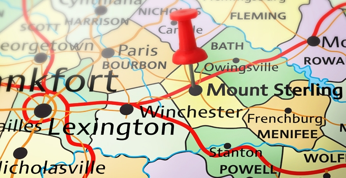 Mt. Sterling on Kentucky map