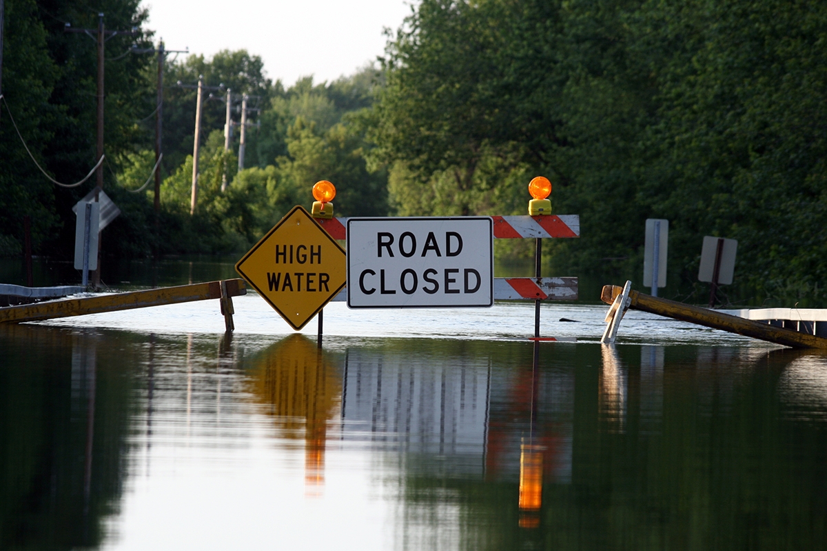 Flooded road.