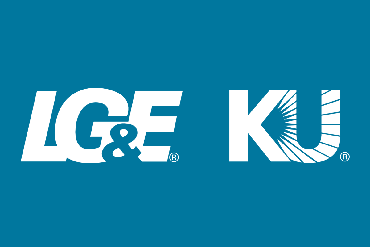 LG&E and KU logos on blue background